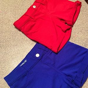 Two pack red and blue shorts for kids